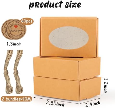 60 PCS Soap Boxes for Homemade Soap with 60 Gift Tags 64 Feet Jute Twine