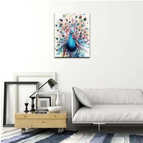 Natuyalo Paint by Numbers for Adults - DIY Adult Paint by Number Kits Painting on Canvas Colorful Peacock Painting by Numbers for Beginners, Animal Art Craft Kits for Adults (16x20 Inch)