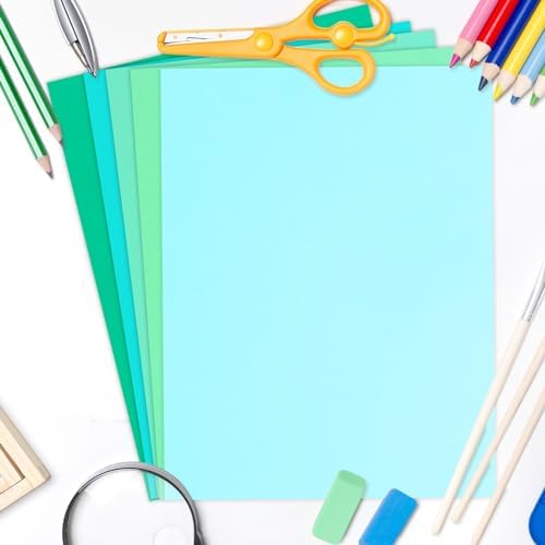 Whaline 50 Sheet 8.5 x 11 Inch Teal Blue Card Stock Paper 5 Solid Macaron Blue Colors Cardstock Paper Cyan Turquoise Core Scrapbook Crafts Paper for Print DIY Art Making School Office Supplies, 65lb