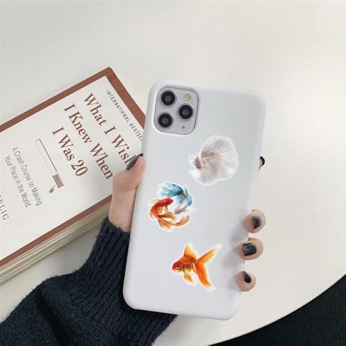 50pcs Goldfish Stickers for Laptop Water Bottles, Transparent PET Waterproof Adhesive Fish Decals Under Colorful Goldfishes Sticker for Kids Birthday Party Scrapbook Phone (Goldfish)