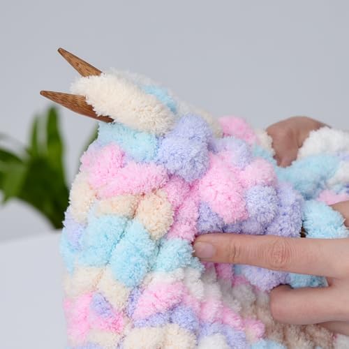 Bulky Chunky Yarn for Hand Knitting Blanket – #10 Jumbo Knitting Yarn, 1 Inch Thick Chenille Jumbo Yarn, No Knots Soft Machine Washable, Super Bulky Yarn 4 Pack for Crochet, Arm Knitting & Crafts