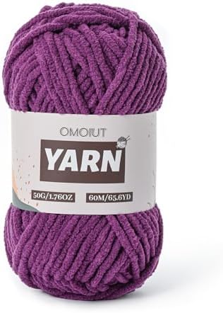 Plush Chenille Chunky Crochet Yarn - Baby Yarn for Crocheting Soft - Velvet Yarns Knitting for Blankets Crafts - Fluffy Amigurumi Yarns 50g / 65.6yd (Violets)