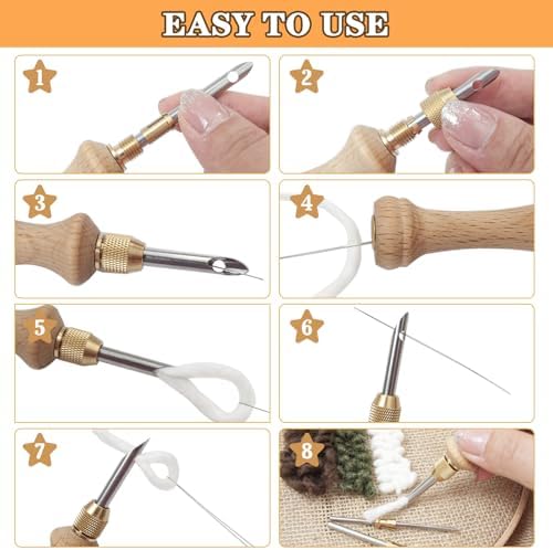 Punch Needle Tool with 1.6mm/2mm/2.5mm/3.5mm/5mm Metal Needles