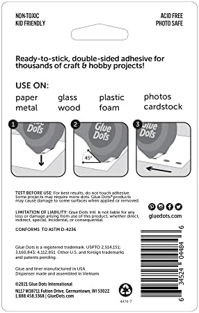 Glue Dots, Craft Dots Dot N' Go Dispenser, Double-Sided, 3/8", .38 Inch, 200 Dots, DIY Craft Glue Tape, Sticky Adhesive Glue Points, Liquid Hot Glue Alternative, Clear