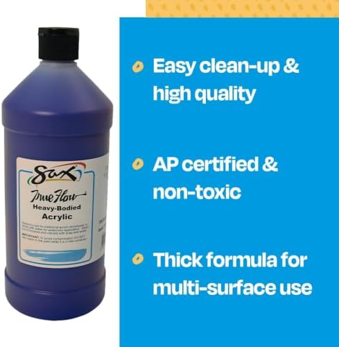 Sax Heavy Body Acrylic Paint for School and Arts and Crafts Use, Phthalo Blue, 1 Quart