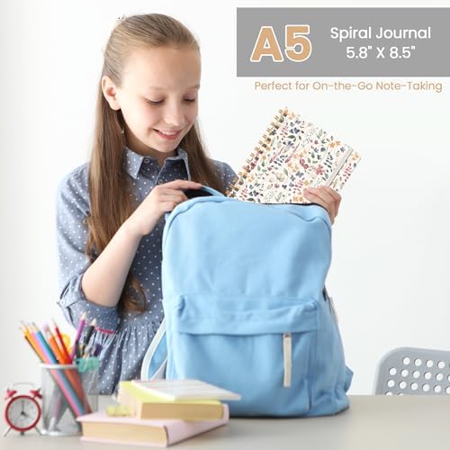 Lined Spiral Journal Notebook, A5 College Ruled Notebook for Note-Taking