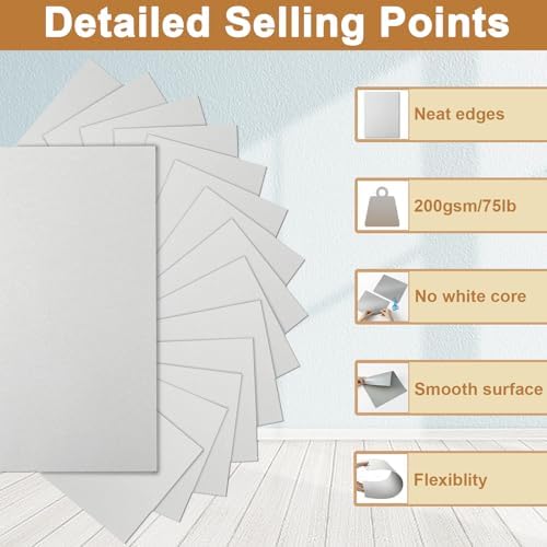 Silunkia 40 Sheets Light Grey Cardstock 8.5 x 11 Crafts Paper 75lb