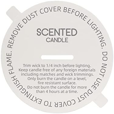 CandMak Candle Dust Covers, 160pcs Printed White Matte Candle Dust Lid with Pull Tab for Candle Making (2.625")