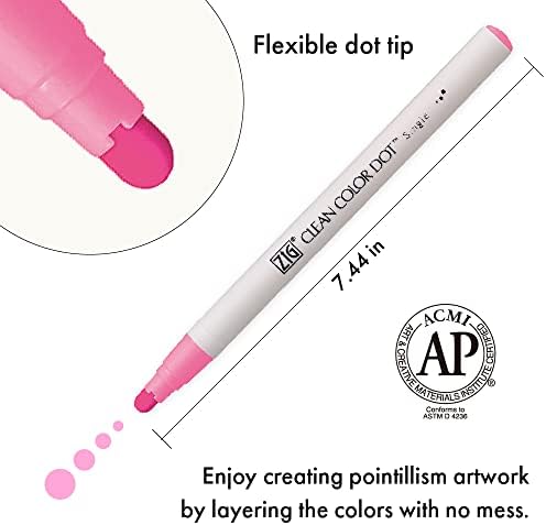 Kuretake CLEAN COLOR DOT Single Hightlight 6 colors set, Flexible dot tip marker, for Journals, Crafts, Illustration, Lettering, Planners, for Adult, Kids, Made in Japan