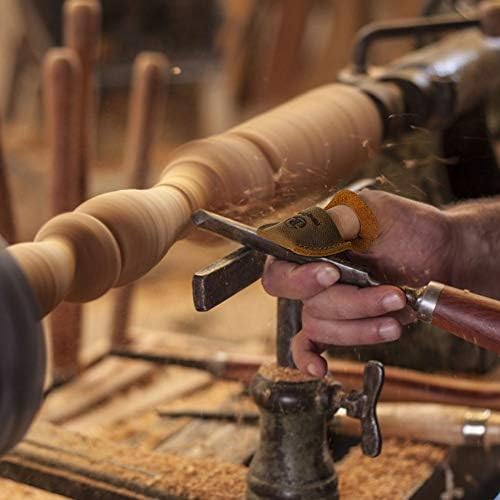 Ringsun Thumb Guard Wood Carving Tools, Leather Finger Protector, Handmade Carpenter Working Carving Kit Accessories Brown RS40