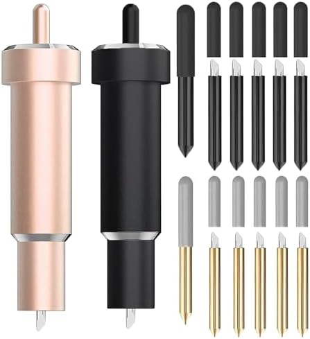 14 Pack Premium Fine Point Blade, 2 Housing & 12 Blades, Compatible with/Maker/Explore 3/Explore Air 2/Air/One, Fine Point Blade Housing for Slicing Cuts Glitter Vinyl, Cardstock, Faux
