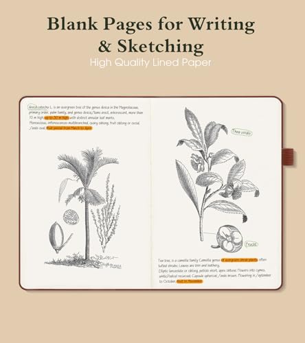 PAIBAS Blank Journal Notebook for Women Men,160 Pages,A5 Hardcover Sketchbook for Drawing, Sketch book, Unlined Notebooks for School,Work, Note Taking,Travel Journals for Writing 5.8"x8.5" (Brown)