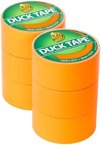 Duck Brand Color Duct Tape, 1.88 in. x 15 yd, 6-Roll, Neon Orange (1265019_C)