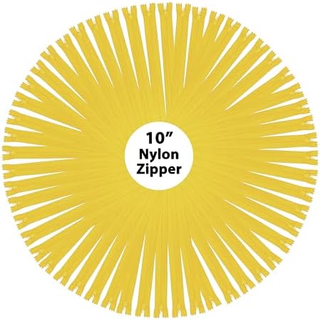 Mandala Crafts 100 Mustard Yellow Closed-End 10" Nylon Zippers for Sewing