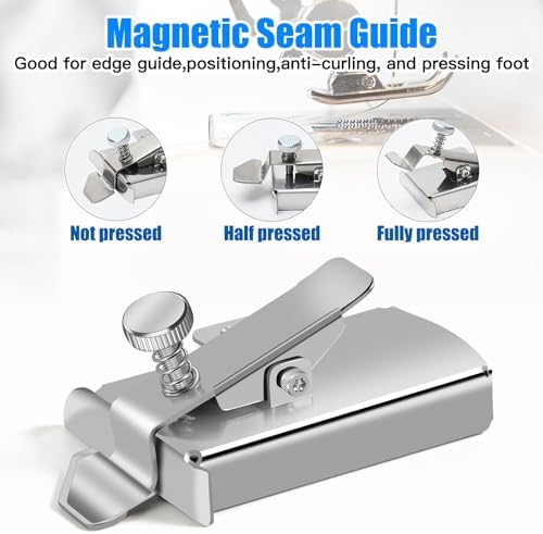 TOOVREN Upgraded Magnetic Seam Guide for Sewing Machine, Magnetic Seam Guide with Clip, Universal Seam Guide, Hemmer Guide, Multifunctional Hem Guide for Sewing Machine, Sewing Supplie Accessories