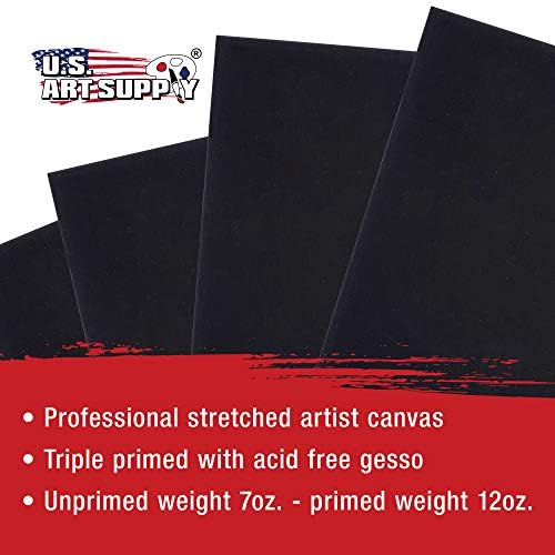 U.S. Art Supply 8"x8" Mini Square Canvases for Painting, Pack of 4