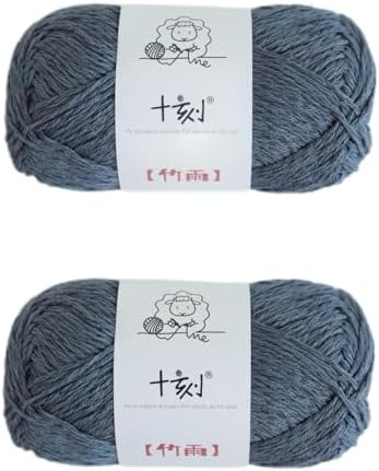 Cotton, Bamboo,Linen Blended Yarn 2 Skeins 50g/1.76oz- 13 Blue Shadow