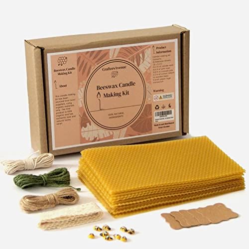 CraftersAvenue Beeswax Candle Making Kit - 16 Beeswax Sheets for Candle Making - Size 5 x 8 in - Make Your Own Rolled Candle - Candle Making Supplies - Yellow