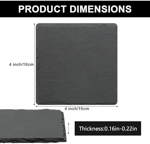 68 Pcs 4 Inch Square Black Slate Coasters Bulk for Laser Engraving