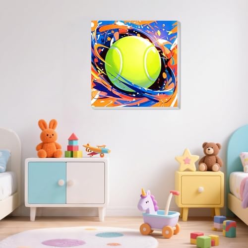 XTCIXAL Paint by Numbers Kit for Kids with Frame, Tennis, 8X8 inch