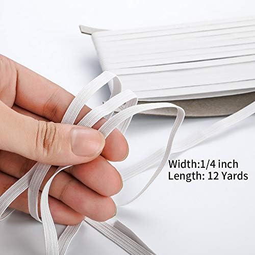 Airisoer Elastic Bands for Sewing 1/4 Inch x 12 Yards, White