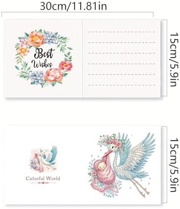 DDGYP 6 PCS Diamond Art Painting Greeting Cards with Envelopes,5.9x11.81In