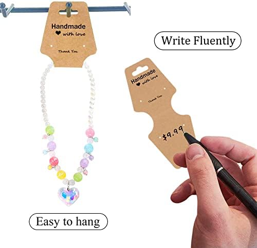100PCS Jewelry Packaging for Small Business Self Adhesive Bracelet Display Cards, Sturdy Kraft Paper Necklace Holder Tags Card for Selling Keychain Scrunchies