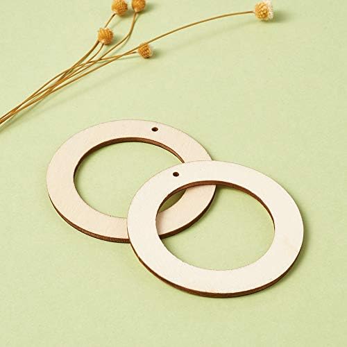Elecrelive 30Pcs 2.3 Inch Wooden Craft Rings Unfinished Wooden Circles