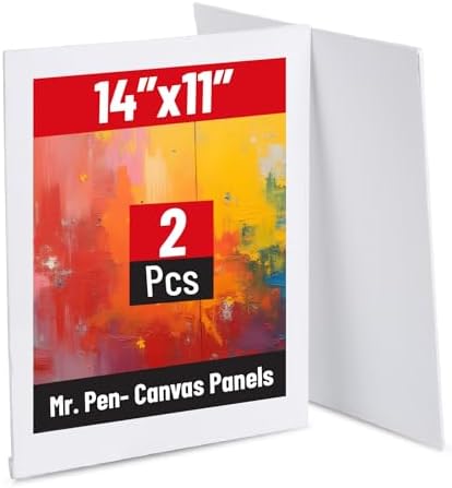 Mr. Pen- Canvas Panels, 2 Pack, 11x14 Inches | Triple Primed for Oil & Acrylic Paints, Canvas Boards for Painting, Painting, Blank Canvas for Painting, 3mm Thickness