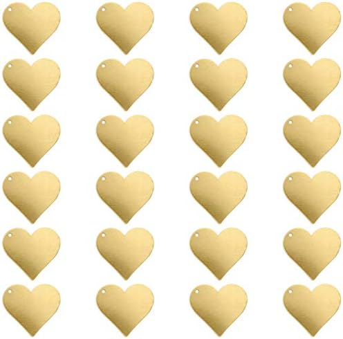 ImpressArt - Premium Metal Stamping Blanks for Metal Stamping and Jewelry Making (24 Pack) (3/4" Heart w/Hole, Brass)