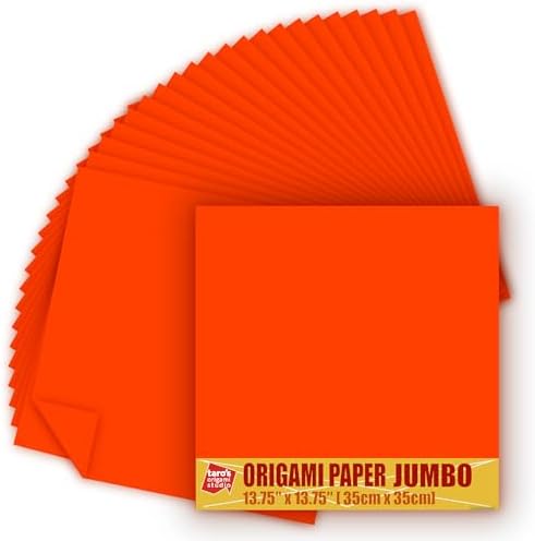 [Taro's Origami Studio] TANT Jumbo 13.75 Inch (35 cm) Double Sided Single Color (Pumpkin) 20 Sheets (All Same Color) for Beginner to Expert (Made in Japan)