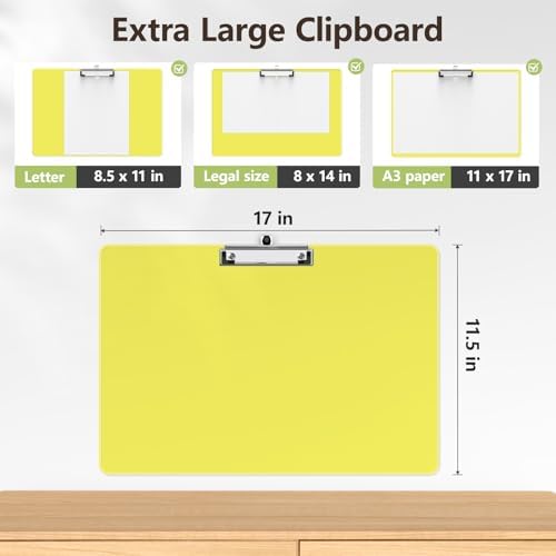 Extra Large Clipboard, 11 x 17 Yellow Plastic Drawing Board