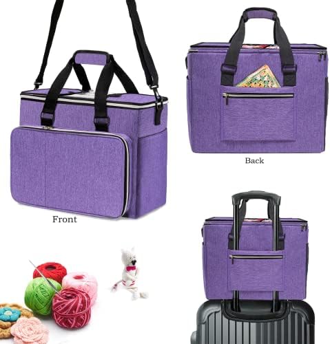 MYBAGZING Knitting Bag, Large Crochet Bag, Crochet Tote Bag, Yarn Bags for Crocheting, Yarn Storage Organizer for Knitting & Crochet Supplies