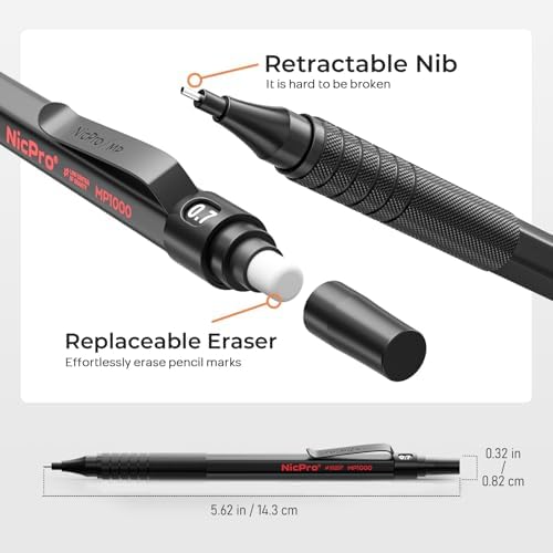 Nicpro 22PCS Art Mechanical Pencil Set， Metal Drawing Sketching With Eraser