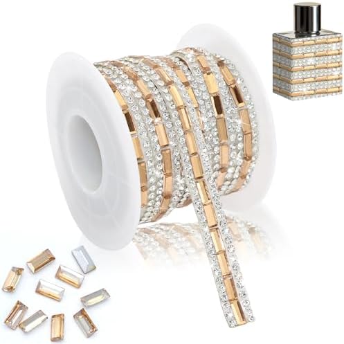 Gold Rhinestone Ribbon Self Sticky 1 CM Width Glass Crystal Ribbon