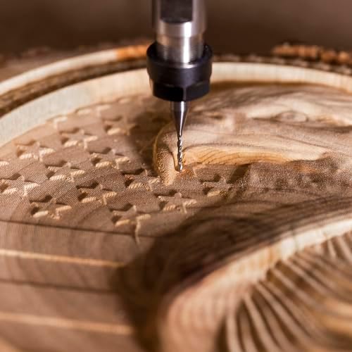 SpeTool Down Cut Spiral Router Bit 1/16 inch Cutting Diameter with 1/4 inch Shank End Mill for Woodwork CNC Machine Tools
