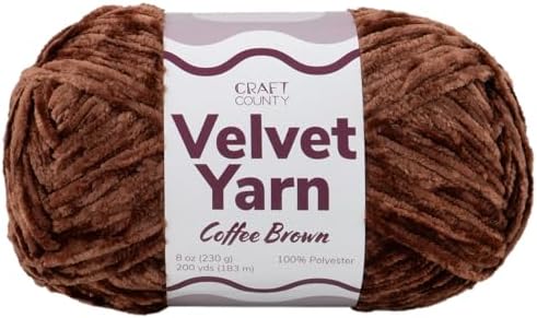 Craft County Bulky 5 Velvet Yarn – Super Soft Polyester Yarn for Blankets, Home Décor, and More!