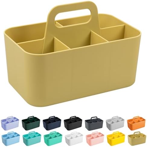 Tiawudi Multipurpose Caddy Organizer, Plastic Caddy with Handle, Stackable Desk Organizer for Stationery, Marker and Pencil, Office Supplies Organizer, Dorm Caddy