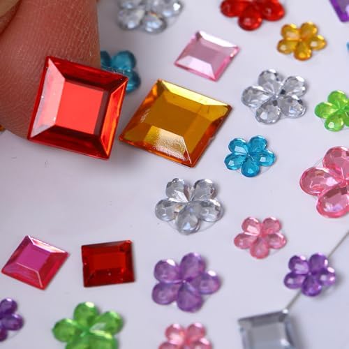 Gem Stickers for Crafting, Face, Eye, and Body Makeup, DIY Decoration, Kids' Rewards (Gem Stickers C 8 Sheets)