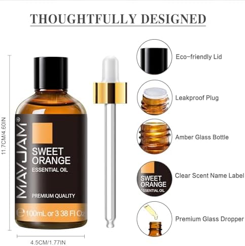 MAYJAM Sweet Orange Essential Oil for Diffuser Soap Making, 3.38FL.OZ