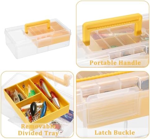 JUXYES Clear Art Craft Supply Storage Bin Sewing Box With Handle Lid