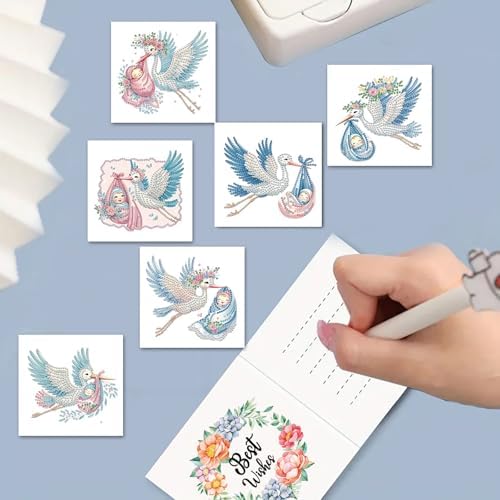 DDGYP 6 PCS Diamond Art Painting Greeting Cards with Envelopes,5.9x11.81In