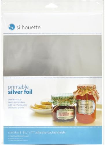 Silhouette Printable Adhesive Foil 8.5"X11" 8/Pkg - Silver