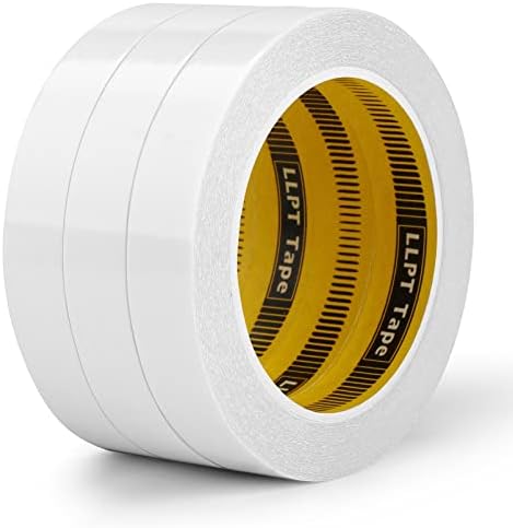 LLPT Double Sided Tape 3/4" x 50 Ft, White, 3 Pack