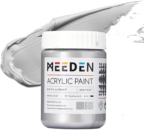 MEEDEN Metallic Silver Acrylic Paint: 10.1oz /300ml Silver Paint for Craft