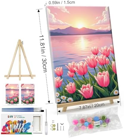 ATDMS Flowers Paint by Numbers Kit for Adults with Frame 8x12 Inch