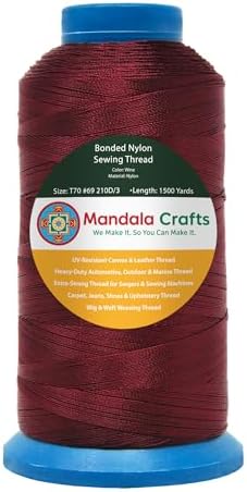 Mandala Crafts Size 69 210D T70 Wine Bonded Nylon Thread, 1500 YDs