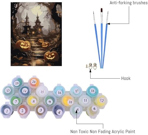 AIBOERL Paint by Numbers Kit for Adults Beginner,Halloween House, 12X16In