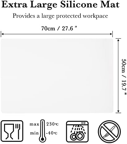 Gartful Oversize Translucent Silicone Mat, Countertop Protector, 27.6 x 19.7 inches Silicone Sheet for Crafts Resin Jewelry Casting Mat Pad Nonstick Table Placemat
