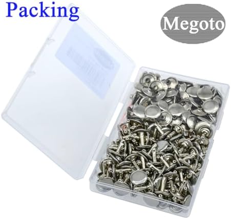 100sets Stainless Steel Leather Rivets Double Cap Rivet Tubular Metal Studs Repairs Decoration Craft Accessories for Leather Craft Clothes Shoes Bags Belts (12mm Silver)